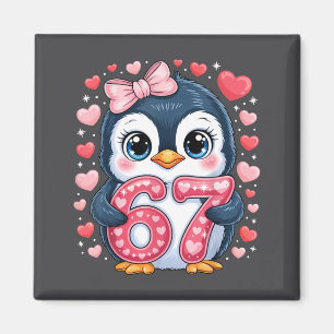 Cute Penguin 67 Six Seven Valentine Hearts 6 7 Mem Magnet