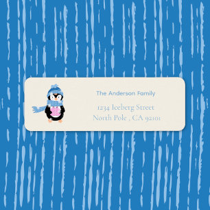 Cute Penguin and Gift Holiday Return Address Label