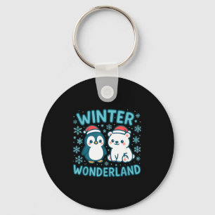 Cute Penguin And Lar Bear Winter Wonderland Christ Key Ring