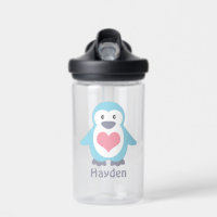 Cute Penguin and Pink Heart Personalised