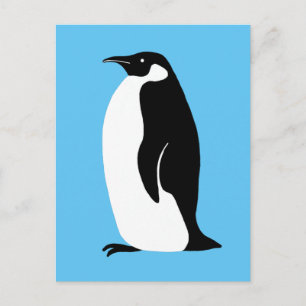 Cute Penguin Aqua Black White Postcard