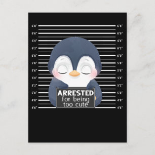 Cute Penguin Arrested Funny Animal Postcard