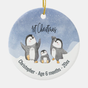 Cute Penguin Babies First Christmas Ceramic Tree Decoration