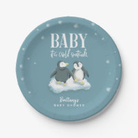 Cute Penguin Baby It's Cold Outside Blue Shower