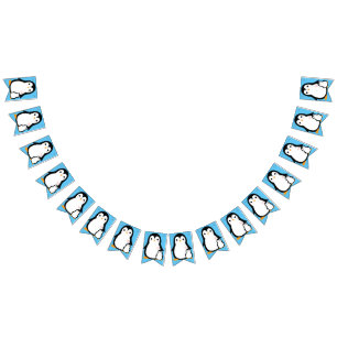 Cute Penguin Baby Shower Blue Boy Bunting