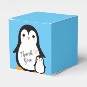 Cute Penguin Baby Shower Blue Boy Favour Box