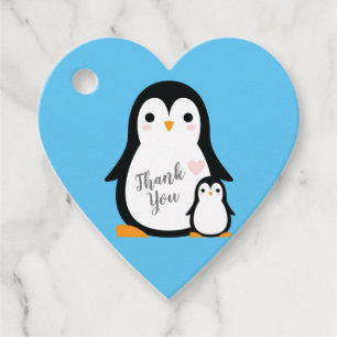 Cute Penguin Baby Shower Blue Boy Favour Tags