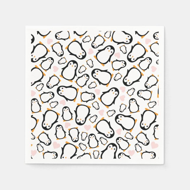 Cute Penguin Baby Shower Blue Boy Napkin (Front)