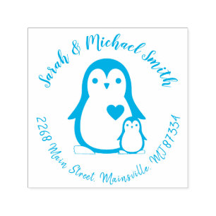 Cute Penguin Baby Shower Blue Boy Self-inking Stamp