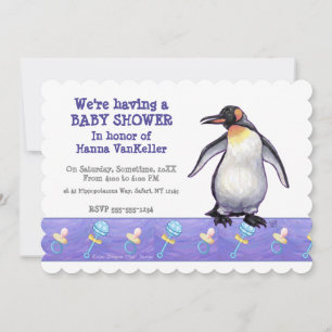 Cute Penguin Baby Shower Invitation