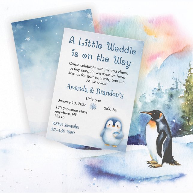 Cute Penguin Baby Shower Invitation (Creator Uploaded)