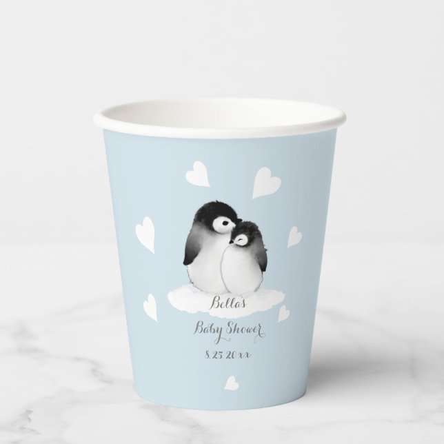 Cute Penguin Baby Shower Paper Cups (Front)