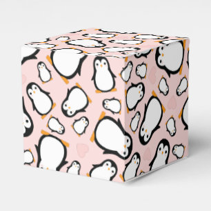 Cute Penguin Baby Shower Pink Girl Favour Box