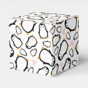 Cute Penguin Baby Shower Pink Girl Favour Box