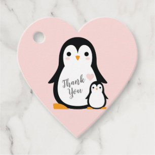 Cute Penguin Baby Shower Pink Girl Favour Tags