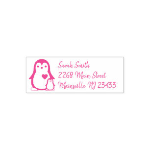 Cute Penguin Baby Shower Pink Girl Self-inking Stamp