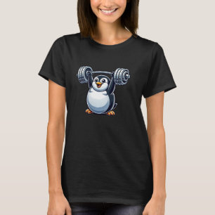 Cute Penguin Barbell Workout Fitness Fun T-Shirt