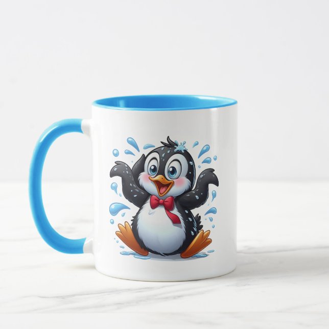 Cute Penguin beach lovers add monogram Mug (Left)
