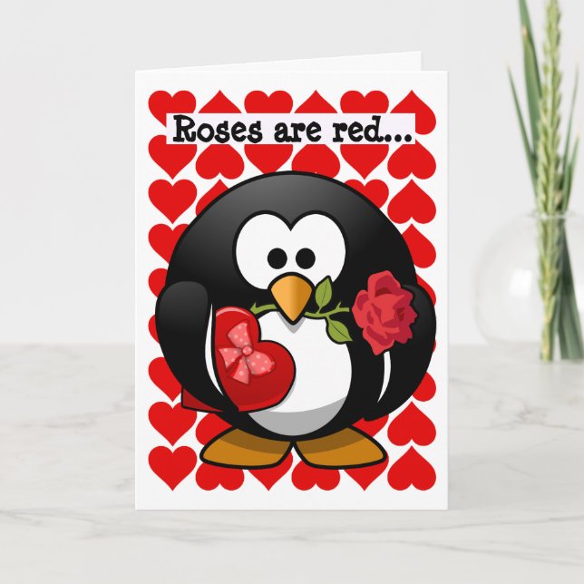 Cute Penguin Best Friend Valentine Greeting Card (Front)