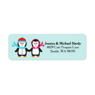 Cute Penguin Bird Couple Christmas Winter