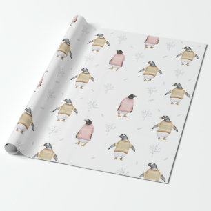Cute Penguin Bird Winter Sweater Fun Animal Art W Wrapping Paper