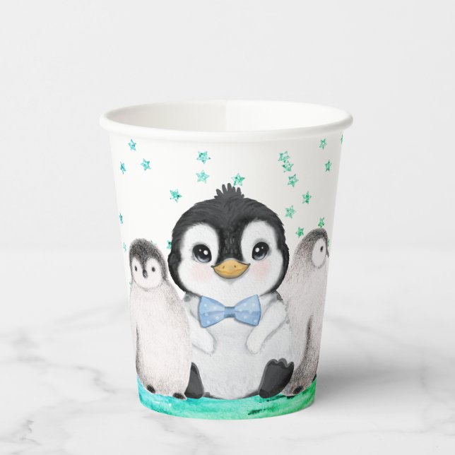 Cute Penguin Birthday  Paper Cups (Left)