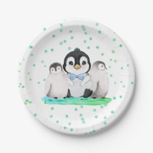 Cute Penguin Birthday Party Paper Plate