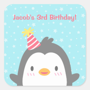 Cute Penguin Birthday Party Stickers Decorations