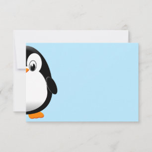 Cute Penguin Black and White Blank  Card
