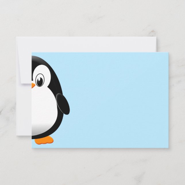 Cute Penguin Black and White Blank  Card (Front)