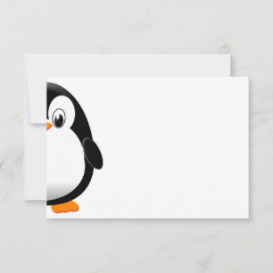 Cute Penguin Black and White Blank  Card