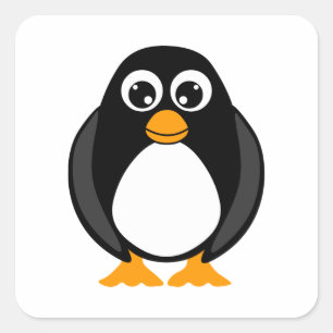 Cute Penguin Black and White Square Sticker