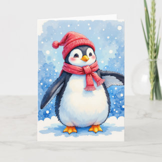Cute Penguin Blank Holiday Greeting Card