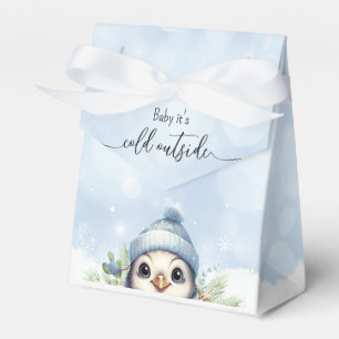 Cute Penguin Blue Boy Baby Shower Favour Box