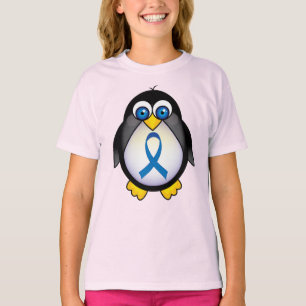 Cute Penguin Blue Ribbon Awareness T-Shirt