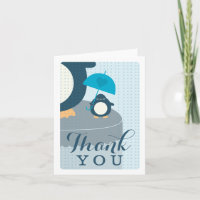 Cute Penguin Boy Blue Thank You Note Card