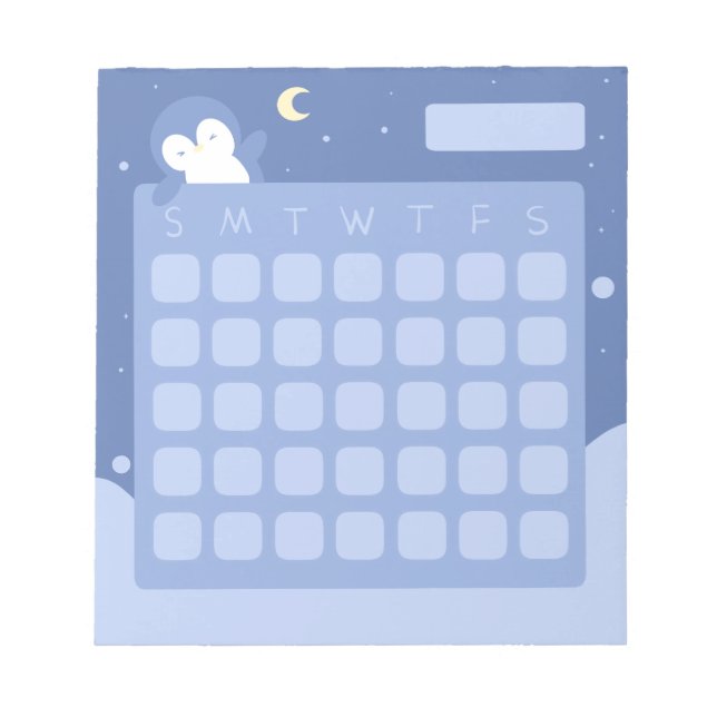 Cute Penguin Calendar Memo Pad Notepad (Front)