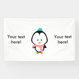 Cute penguin cartoon banner