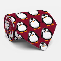 Cute Penguin Cartoon Burgundy 