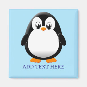 Cute Penguin Cartoon Custom Blue Magnet