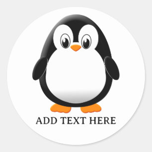 Cute Penguin Cartoon Custom Classic Round Sticker
