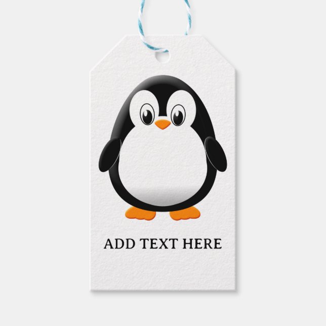 Cute Penguin Cartoon Custom Gift Tags (Front)