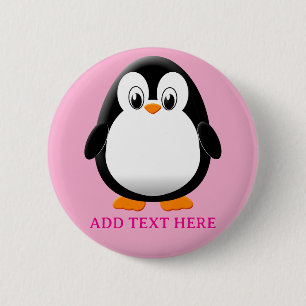 Cute Penguin Cartoon Custom Pink 6 Cm Round Badge
