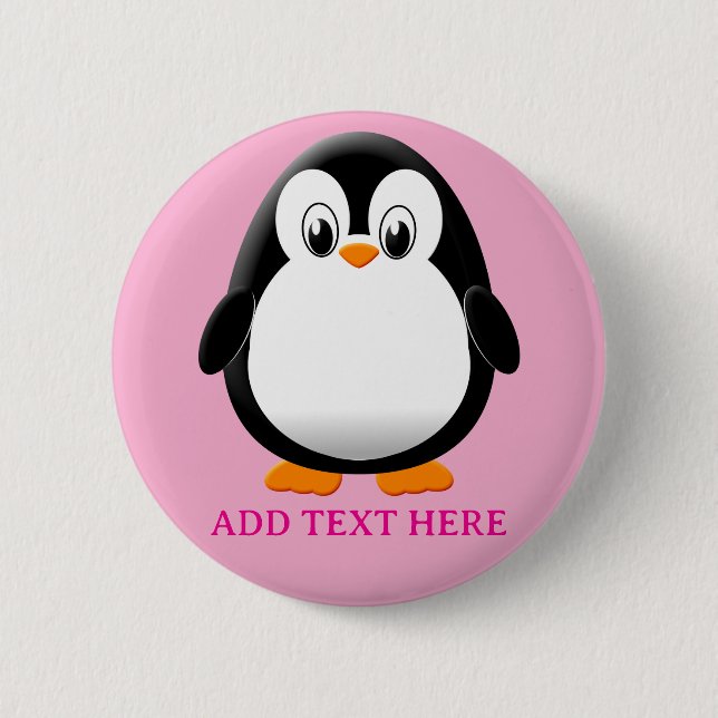 Cute Penguin Cartoon Custom Pink 6 Cm Round Badge (Front)