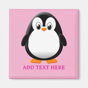 Cute Penguin Cartoon Custom Pink Magnet