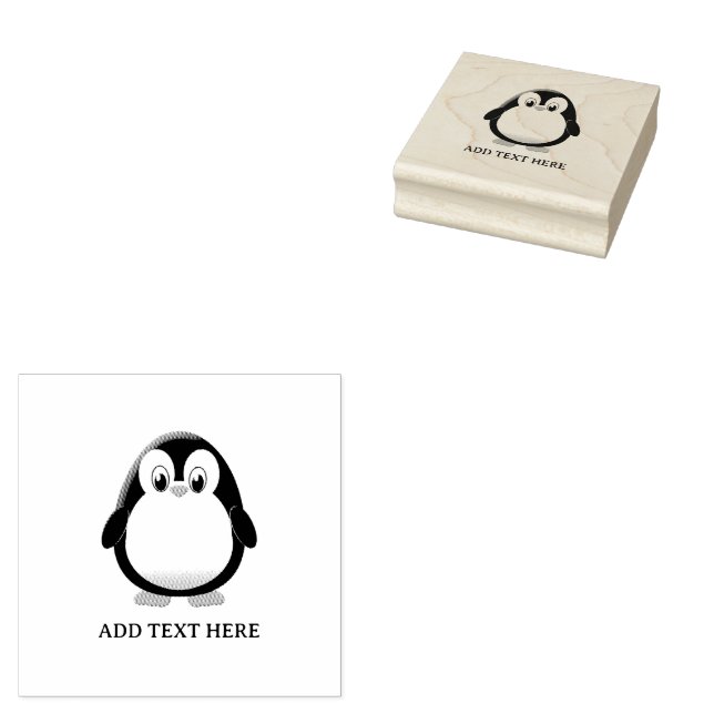 Cute Penguin Cartoon Custom Rubber Stamp (Stamped)
