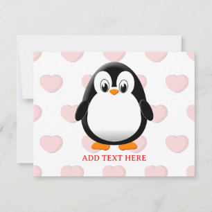Cute Penguin Cartoon Custom Valentines Holiday Card