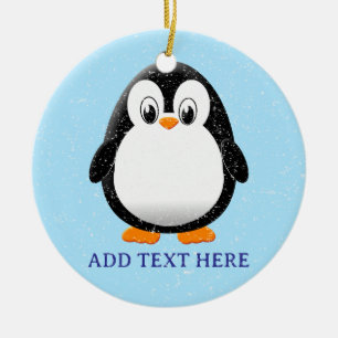 Cute Penguin Cartoon Custom Winter Ceramic Tree Decoration