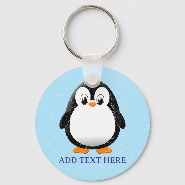 Cute Penguin Cartoon Custom Winter Key Ring (Front)