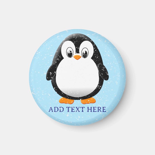 Cute Penguin Cartoon Custom Winter Magnet (Front)
